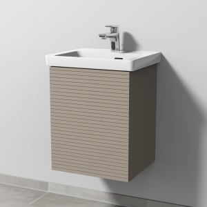 Sanipa 3way-Struktur Keramikwaschtisch Subway 3.0 mit Waschtischunterschrank 45 x 37 cm, Türanschlag links