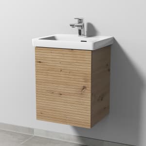 Sanipa 3way-Struktur Keramikwaschtisch Subway 3.0 mit Waschtischunterschrank 45 x 37 cm, Türanschlag links