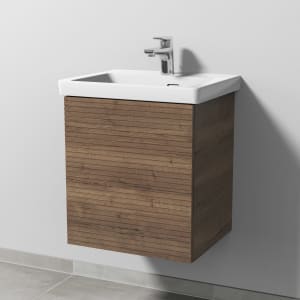 Sanipa 3way-Struktur Keramikwaschtisch Subway 3.0 mit Waschtischunterschrank 50 x 40 cm, Türanschlag links