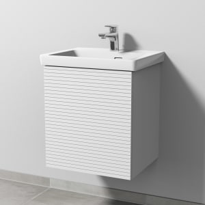 Sanipa 3way-Struktur Keramikwaschtisch Subway 3.0 mit Waschtischunterschrank 50 x 40 cm, Türanschlag rechts