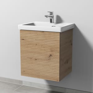 Sanipa 3way-Struktur Keramikwaschtisch Subway 3.0 mit Waschtischunterschrank 50 x 40 cm, Türanschlag rechts