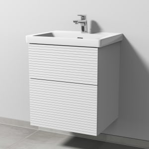 Sanipa 3way-Struktur Keramikwaschtisch Subway 3.0 mit Waschtischunterschrank 55 x 44 cm, mit 2 Auszügen