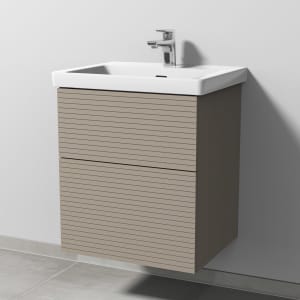 Sanipa 3way-Struktur Keramikwaschtisch Subway 3.0 mit Waschtischunterschrank 55 x 44 cm, mit 2 Auszügen