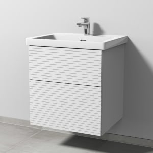 Sanipa 3way-Struktur Keramikwaschtisch Subway 3.0 mit Waschtischunterschrank 60 x 47 cm, mit 2 Auszügen