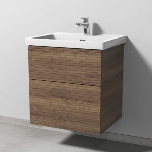 Sanipa 3way-Struktur Keramikwaschtisch Subway 3.0 mit Waschtischunterschrank 60 x 47 cm, mit 2 Auszügen