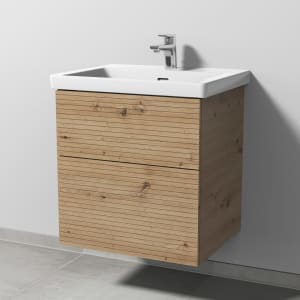 Sanipa 3way-Struktur Keramikwaschtisch Subway 3.0 mit Waschtischunterschrank 60 x 47 cm, mit 2 Auszügen