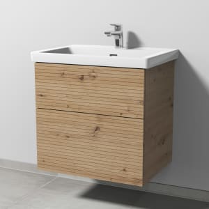 Sanipa 3way-Struktur Keramikwaschtisch Subway 3.0 mit Waschtischunterschrank 65 x 47 cm, mit 2 Auszügen