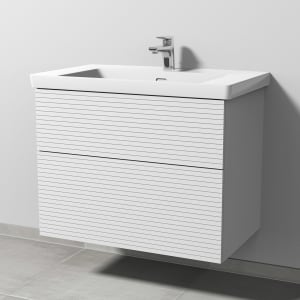 Sanipa 3way-Struktur Keramikwaschtisch Subway 3.0 mit Waschtischunterschrank 80 x 47 cm, mit 2 Auszügen