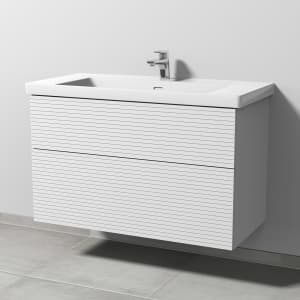 Sanipa 3way-Struktur Keramikwaschtisch Subway 3.0 mit Waschtischunterschrank 100 x 47 cm, mit 2 Auszügen