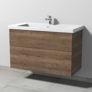 Sanipa 3way-Struktur Keramikwaschtisch Subway 3.0 mit Waschtischunterschrank 100 x 47 cm, mit 2 Auszügen