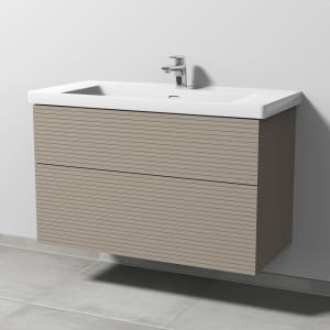 Sanipa 3way-Struktur Keramikwaschtisch Subway 3.0 mit Waschtischunterschrank 100 x 47 cm, mit 2 Auszügen