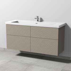 Sanipa 3way-Struktur Keramikwaschtisch Subway 3.0 mit Waschtischunterschrank 130 x 47 cm, mit 4 Auszügen