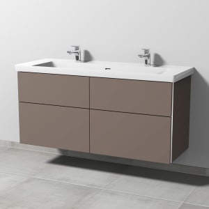 Sanipa 3way Keramik Doppelwaschtisch Subway 3.0 mit Waschtischunterschrank 130 x 47 cm, mit 4 Auszügen