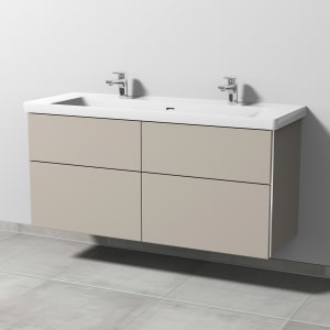 Sanipa 3way Keramik Doppelwaschtisch Subway 3.0 mit Waschtischunterschrank 130 x 47 cm, mit 4 Auszügen