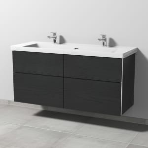 Sanipa 3way Keramik Doppelwaschtisch Subway 3.0 mit Waschtischunterschrank 130 x 47 cm, mit 4 Auszügen