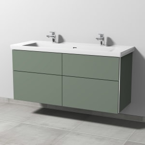 Sanipa 3way Keramik Doppelwaschtisch Subway 3.0 mit Waschtischunterschrank 130 x 47 cm, mit 4 Auszügen