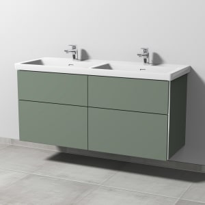 Sanipa 3way Keramik Doppelwaschtisch Subway 3.0 mit Waschtischunterschrank 130 x 47,5 cm, mit 4 Auszügen