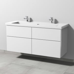Sanipa 3way Keramik Doppelwaschtisch Subway 3.0 mit Waschtischunterschrank 130 x 47 cm, mit 4 Auszügen
