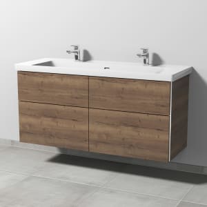 Sanipa 3way Keramik Doppelwaschtisch Subway 3.0 mit Waschtischunterschrank 130 x 47 cm, mit 4 Auszügen