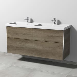 Sanipa 3way Keramik Doppelwaschtisch Subway 3.0 mit Waschtischunterschrank 130 x 47,5 cm, mit 4 Auszügen