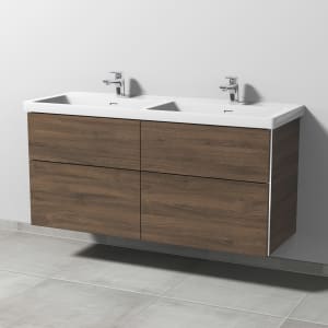 Sanipa 3way Keramik Doppelwaschtisch Subway 3.0 mit Waschtischunterschrank 130 x 47,5 cm, mit 4 Auszügen