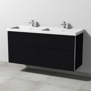 Sanipa 3way Keramik Doppelwaschtisch Subway 3.0 mit Waschtischunterschrank 130 x 47,5 cm, mit 4 Auszügen