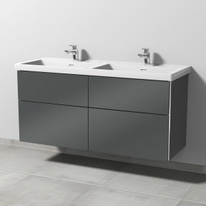 Sanipa 3way Keramik Doppelwaschtisch Subway 3.0 mit Waschtischunterschrank 130 x 47,5 cm, mit 4 Auszügen