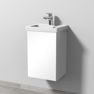 Sanipa 3way Keramikwaschtisch Subway 3.0 mit Waschtischunterschrank 37 x 30,5 cm, Türanschlag links