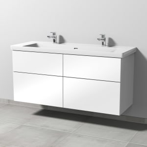 Sanipa 3way Keramik Doppelwaschtisch Subway 3.0 mit Waschtischunterschrank 130 x 47 cm, mit 4 Auszügen