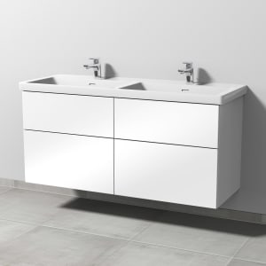 Sanipa 3way Keramik Doppelwaschtisch Subway 3.0 mit Waschtischunterschrank 130 x 47,5 cm, mit 4 Auszügen