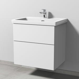 Sanipa 3way Keramikwaschtisch Subway 3.0 mit Waschtischunterschrank 65 x 47 cm, mit 2 Auszügen
