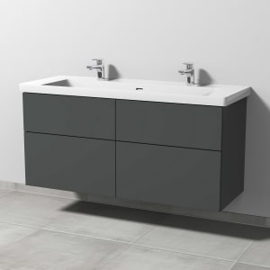 Sanipa 3way Keramik Doppelwaschtisch Subway 3.0 mit Waschtischunterschrank 130 x 47 cm, mit 4 Auszügen