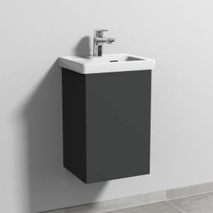 Sanipa 3way Keramikwaschtisch Subway 3.0 mit Waschtischunterschrank 37 x 30,5 cm, Türanschlag rechts