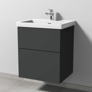 Sanipa 3way Keramikwaschtisch Subway 3.0 mit Waschtischunterschrank 55 x 44 cm, mit 2 Auszügen