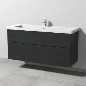 Sanipa 3way Keramikwaschtisch Subway 3.0 mit Waschtischunterschrank 130 x 47 cm, mit 4 Auszügen