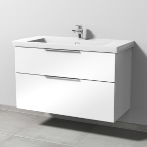 Sanipa 3way Keramikwaschtisch Subway 3.0 mit Waschtischunterschrank 100 x 47 cm, mit 2 Auszügen