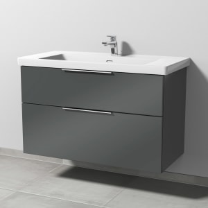 Sanipa 3way Keramikwaschtisch Subway 3.0 mit Waschtischunterschrank 100 x 47 cm, mit 2 Auszügen