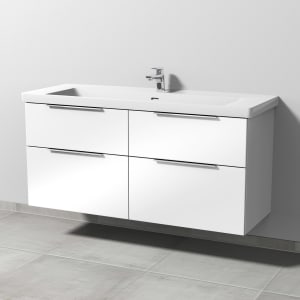 Sanipa 3way Keramikwaschtisch Subway 3.0 mit Waschtischunterschrank 130 x 47 cm, mit 4 Auszügen