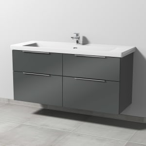 Sanipa 3way Keramikwaschtisch Subway 3.0 mit Waschtischunterschrank 130 x 47 cm, mit 4 Auszügen