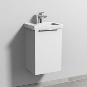 Sanipa 3way Keramikwaschtisch Subway 3.0 mit Waschtischunterschrank 37 x 30,5 cm, Türanschlag rechts