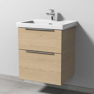 Sanipa 3way Keramikwaschtisch Subway 3.0 mit Waschtischunterschrank 55 x 44 cm, mit 2 Auszügen