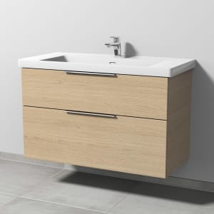 Sanipa 3way Keramikwaschtisch Subway 3.0 mit Waschtischunterschrank 100 x 47 cm, mit 2 Auszügen