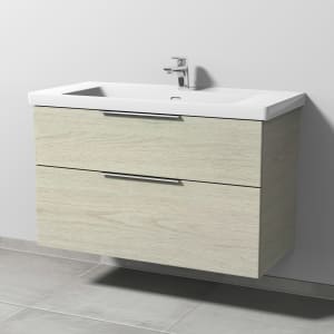 Sanipa 3way Keramikwaschtisch Subway 3.0 mit Waschtischunterschrank 100 x 47 cm, mit 2 Auszügen