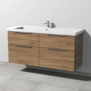 Sanipa 3way Keramikwaschtisch Subway 3.0 mit Waschtischunterschrank 130 x 47 cm, mit 4 Auszügen