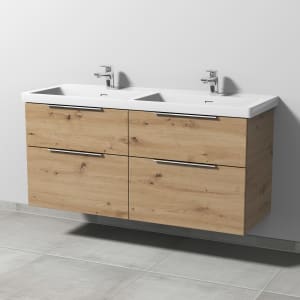 Sanipa 3way Keramik Doppelwaschtisch Subway 3.0 mit Waschtischunterschrank 130 x 47,5 cm, mit 4 Auszügen