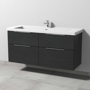 Sanipa 3way Keramikwaschtisch Subway 3.0 mit Waschtischunterschrank 130 x 47 cm, mit 4 Auszügen