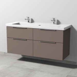 Sanipa 3way Keramik Doppelwaschtisch Subway 3.0 mit Waschtischunterschrank 130 x 47 cm, mit 4 Auszügen