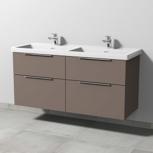 Sanipa 3way Keramik Doppelwaschtisch Subway 3.0 mit Waschtischunterschrank 130 x 47,5 cm, mit 4 Auszügen