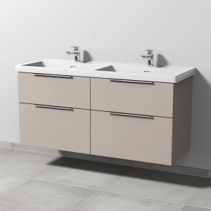 Sanipa 3way Keramik Doppelwaschtisch Subway 3.0 mit Waschtischunterschrank 130 x 47,5 cm, mit 4 Auszügen