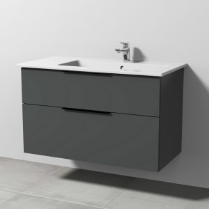 Sanipa 3way Kombination mit Keramikwaschtisch Venticello 100 cm, 2 Auszüge mit Aufsatz-Griff